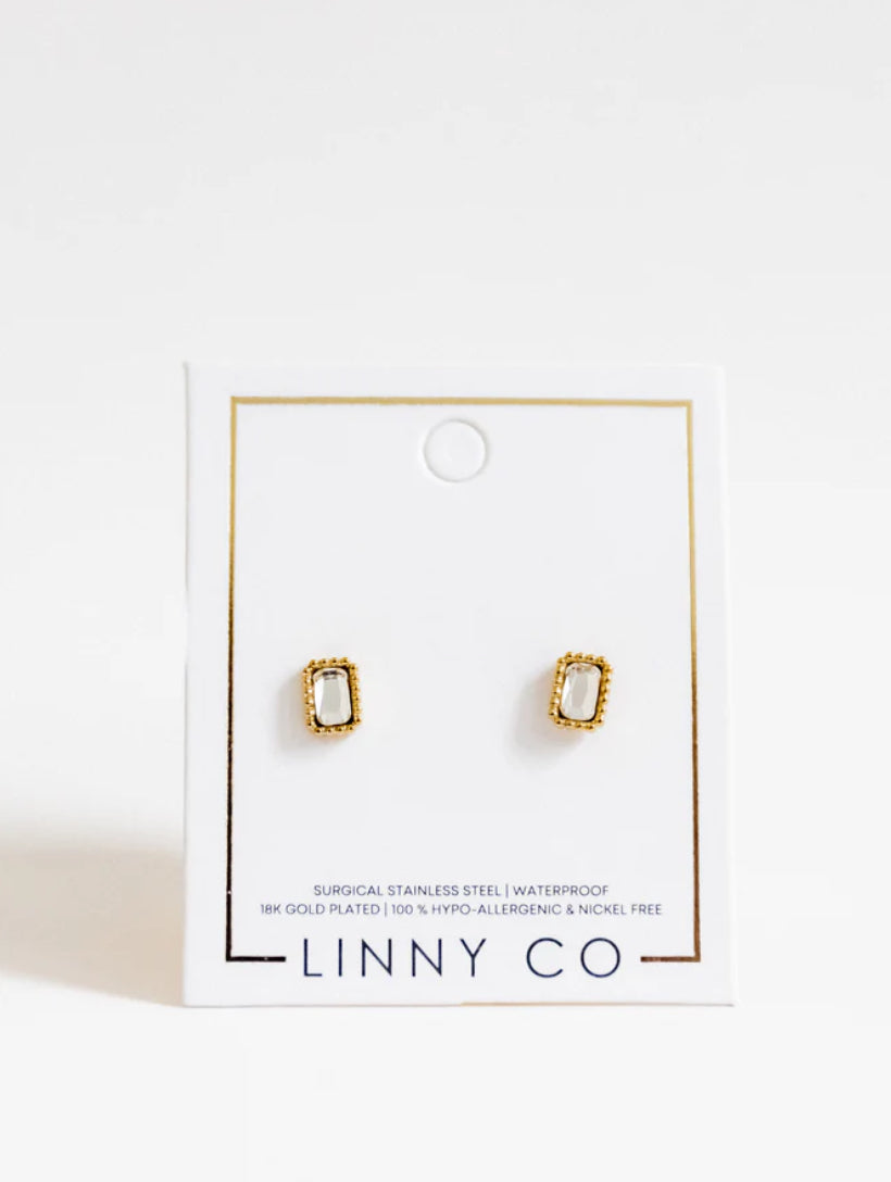 Linny & Co Screwback Stud Earring Madison Gold Clear