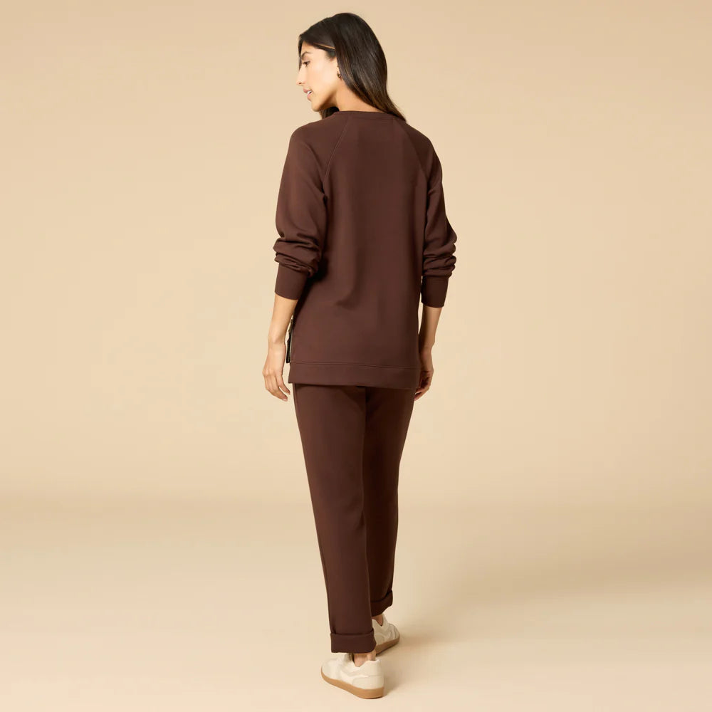 Softies DreamTech Crew Tunic with Side Zip & Long Pant Espresso