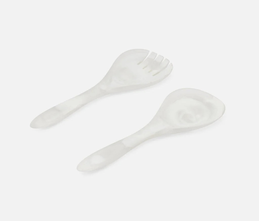 Laney White Swirled Serving Set Spoon & Fork