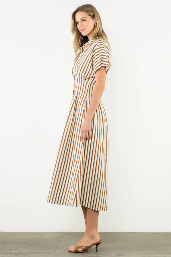 THML Stripe Button Down Maxi dress