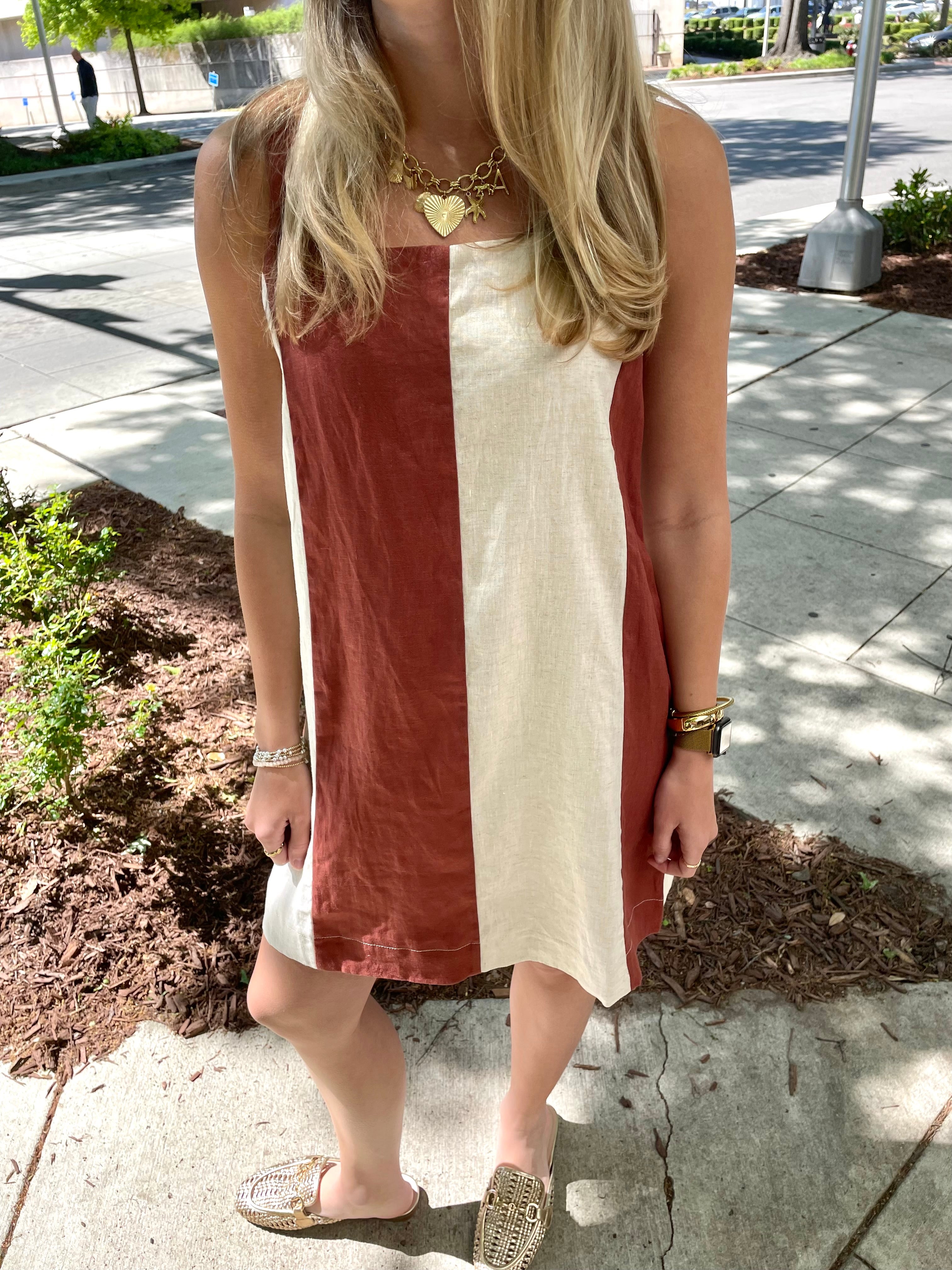 Miou Muse Clay Striped Mini Dress