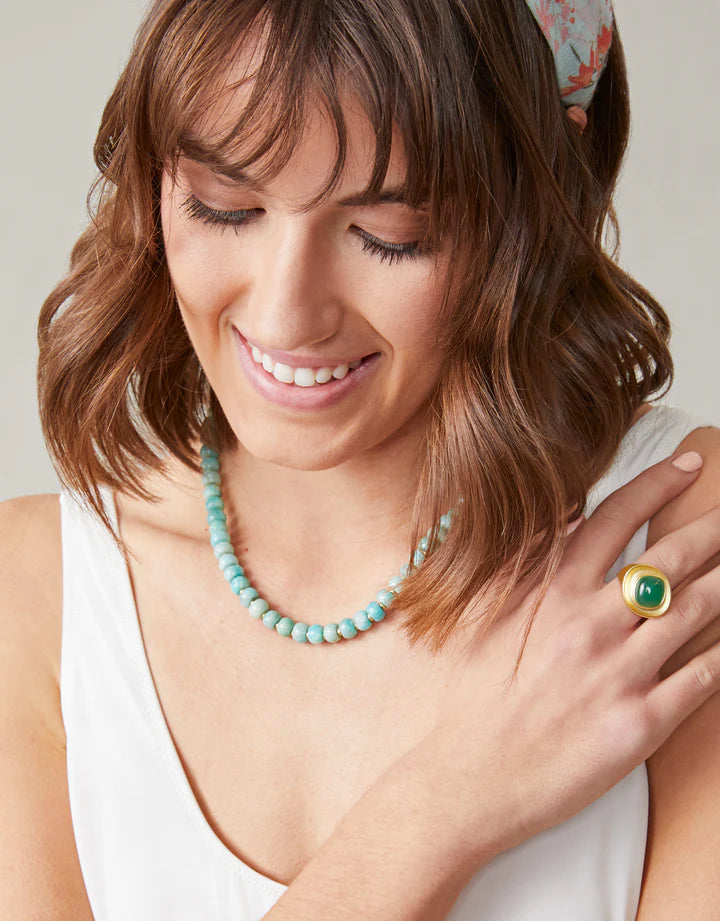 Spartina 499 Oval Stone Beaded 17” Necklace