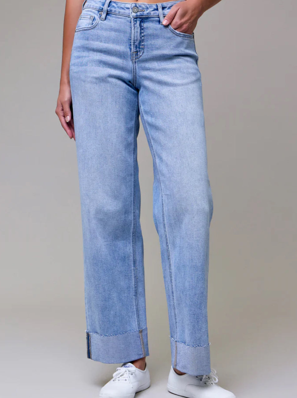 Hidden Logan Hugh Rise Light Wash Cuffed Jeans