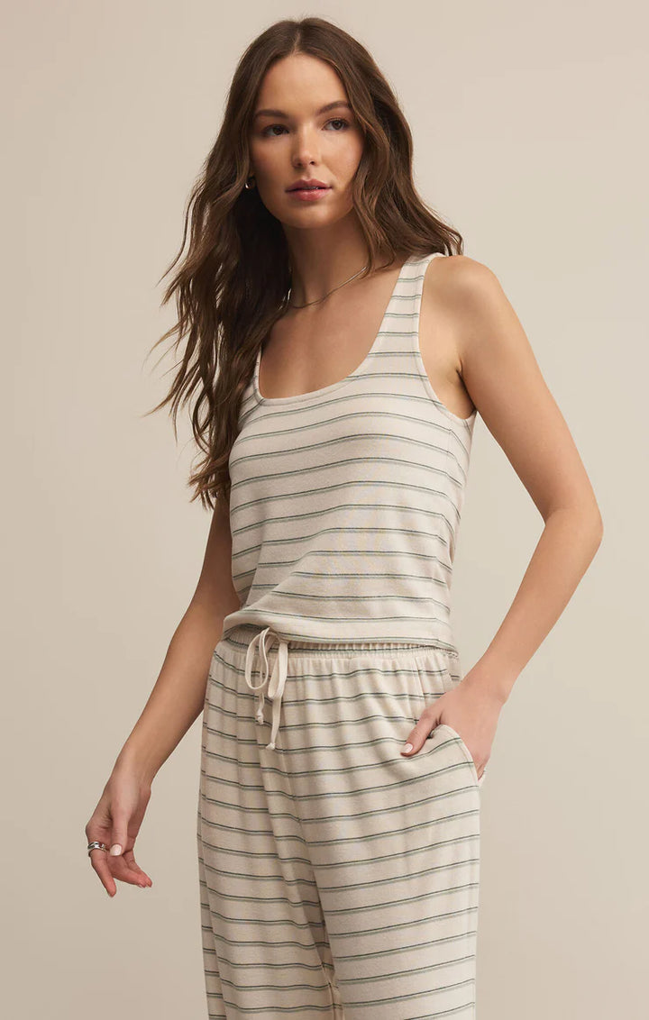 Z Supply Lana Stripe Tank Hunter Green