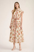 Zoe and Claire Cream and Red Floral Dress