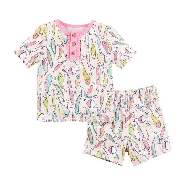 Mudpie Girls Fishing Pajama Set