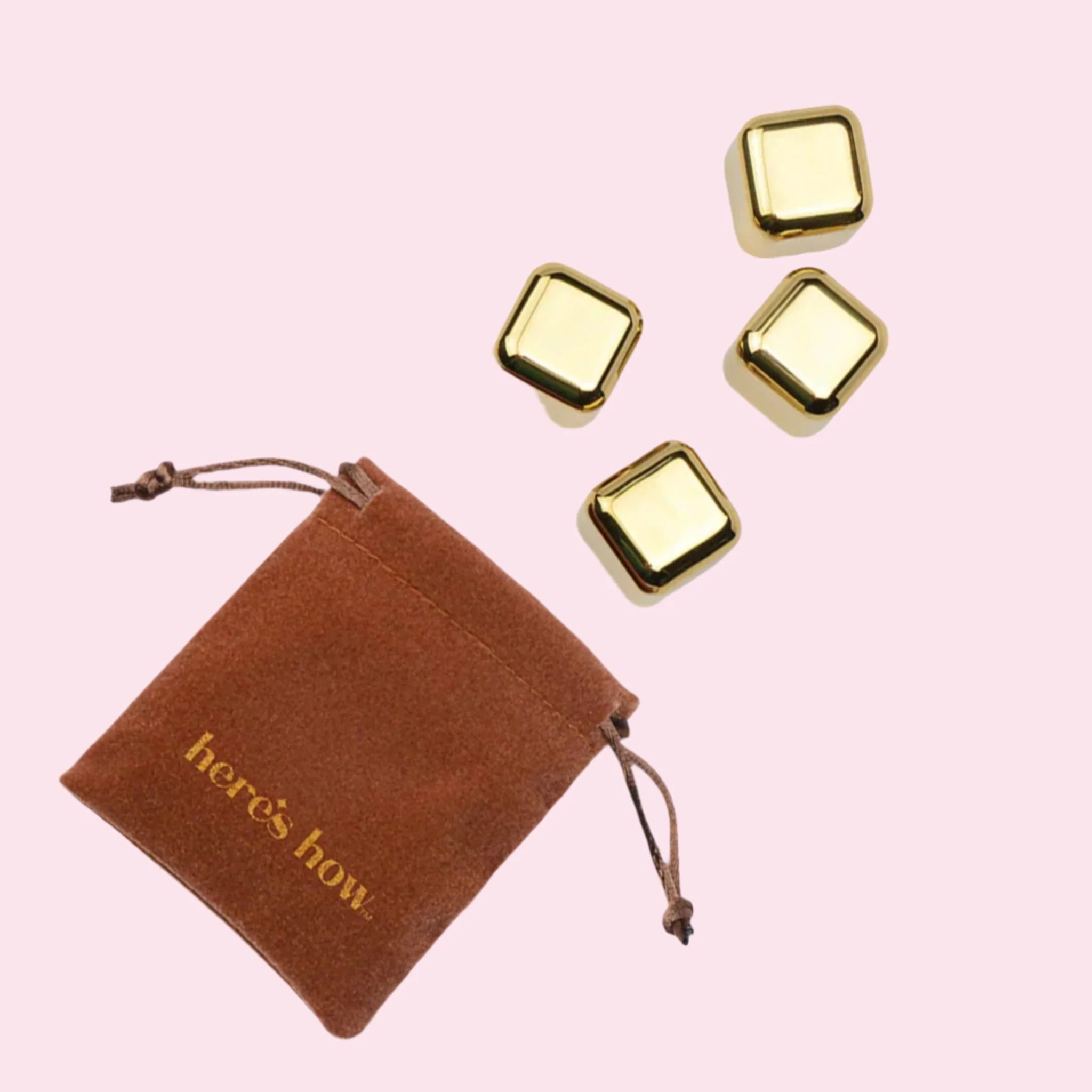 (Here’s How) Ruby Cubes Gold  Cocktail Chillers Set Of 4