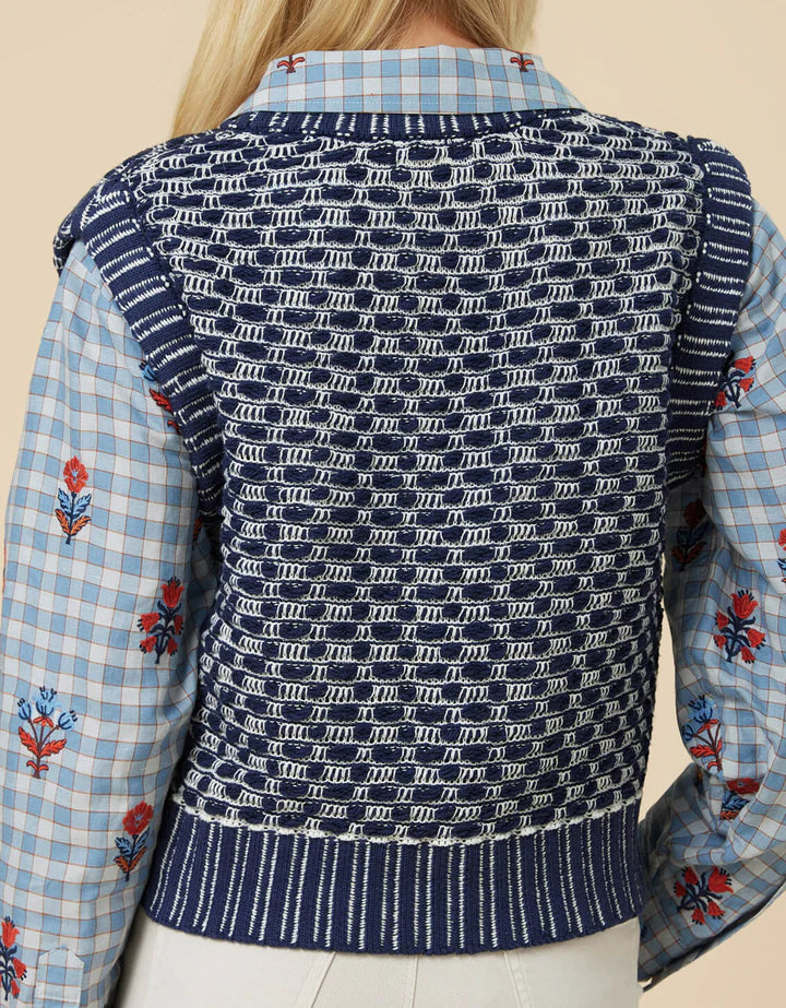 Spartina Molly Indigo Sweater Vest Indigo Jacquard