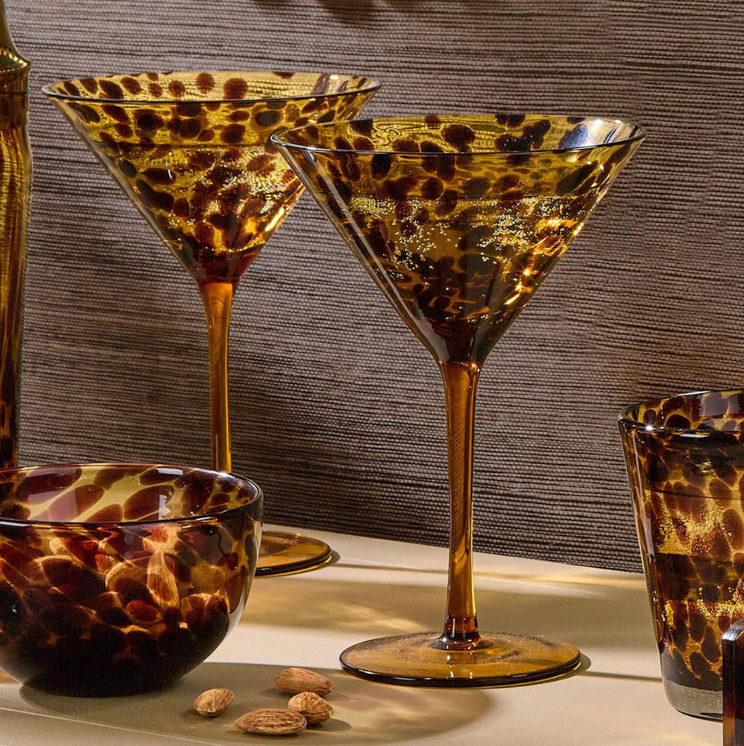 Twos Company Tortoise Print Martini Glasses Set Of Four