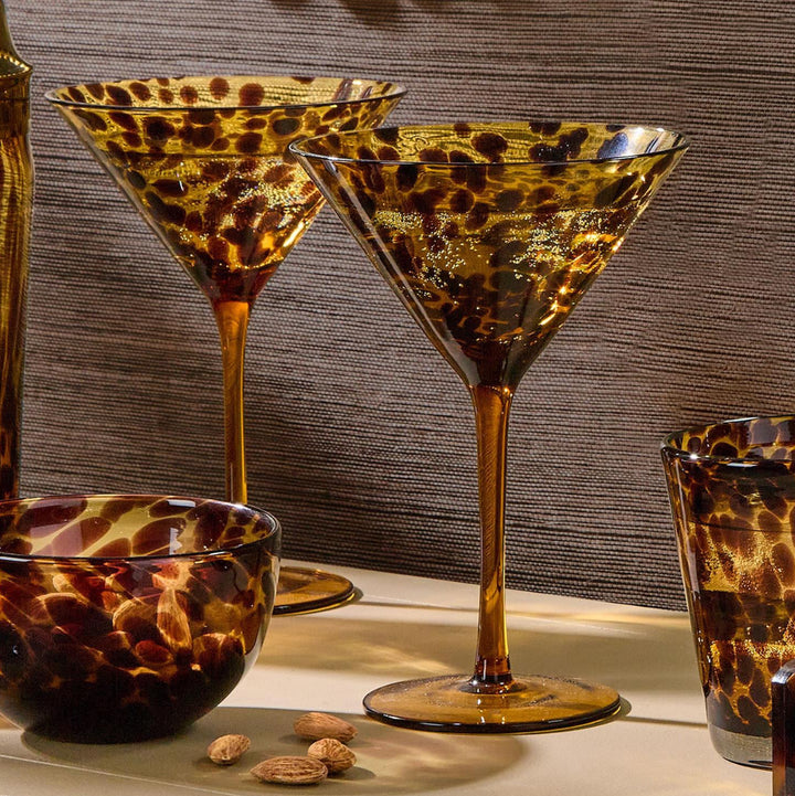 Twos Company Tortoise Print Martini Glasses Set Of Four