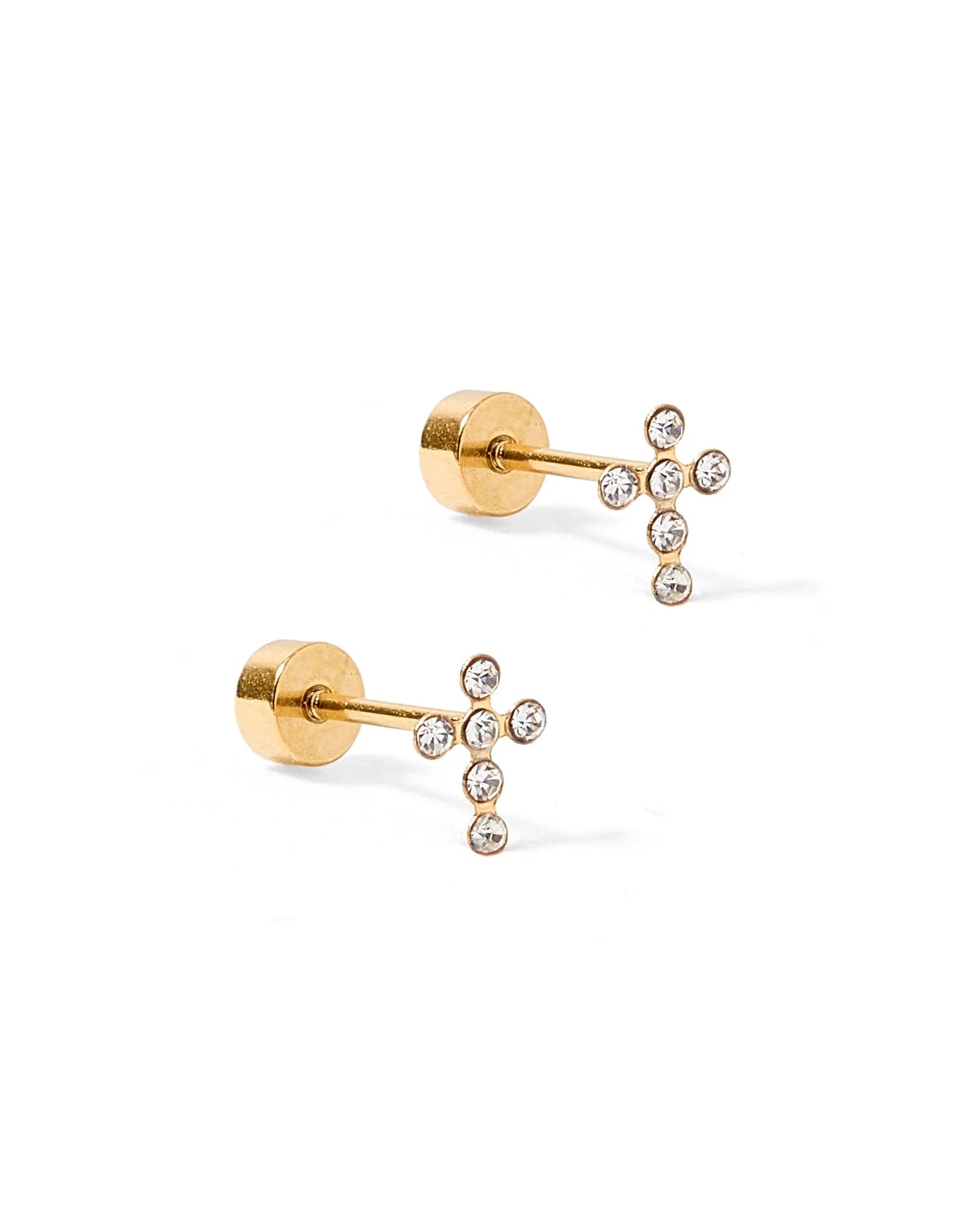Linny & Co Screwback Stud Earring Clara Cross Gold