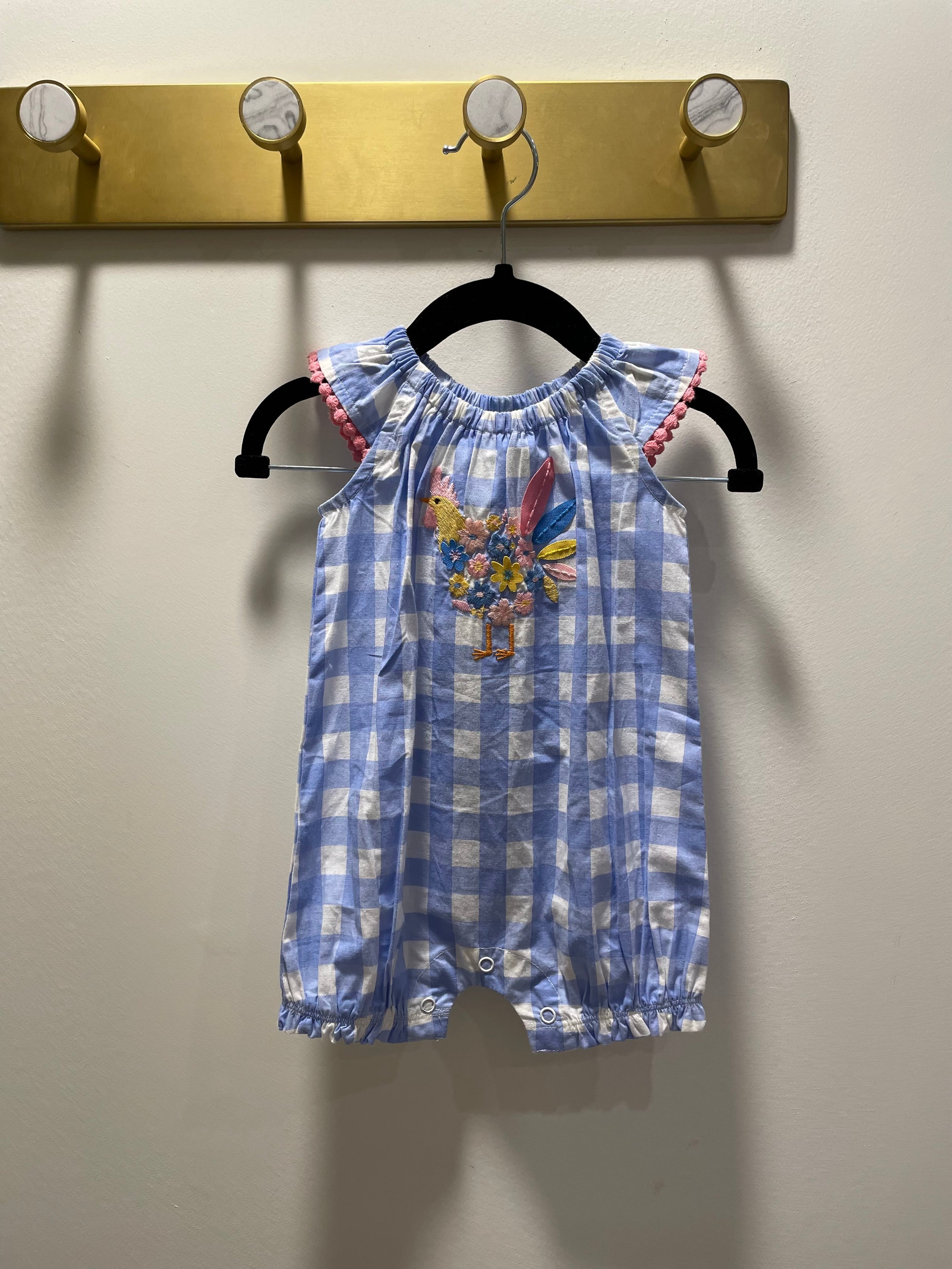 Mudpie Chicken Gingham One Piece Outfit