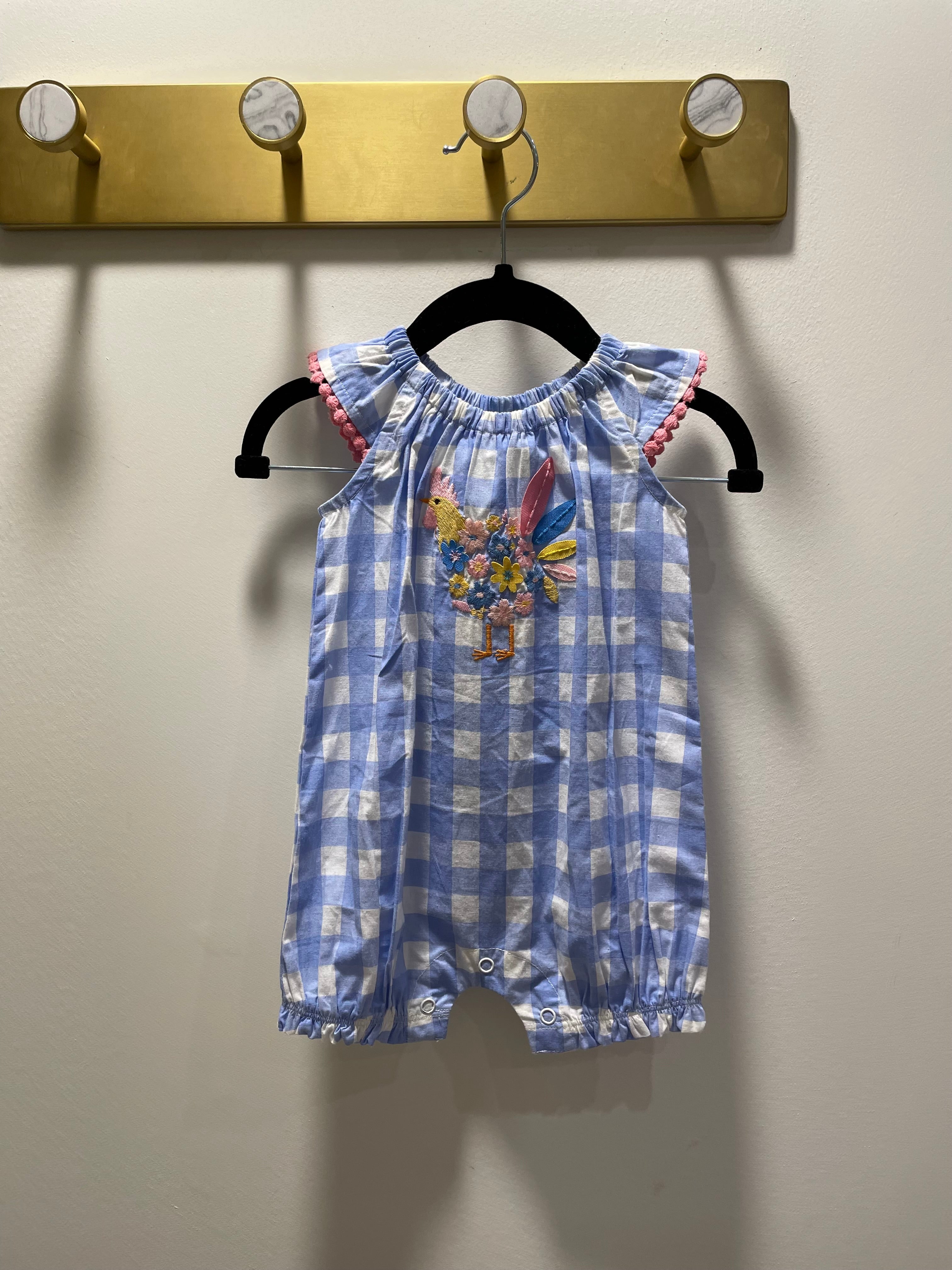 Mudpie Chicken Gingham One Piece Outfit