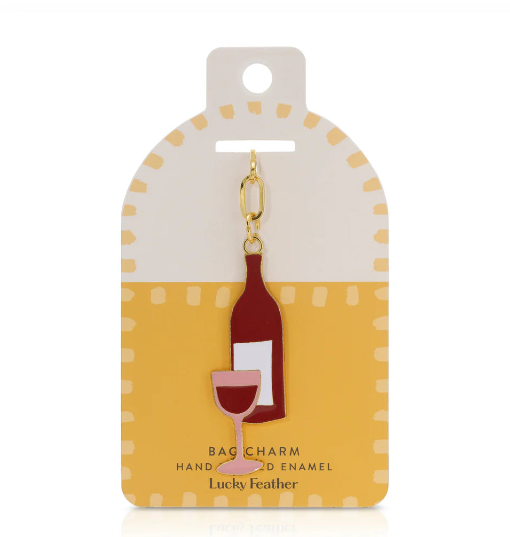 Lucky Feather Enamel Bag Charm/Key Chain