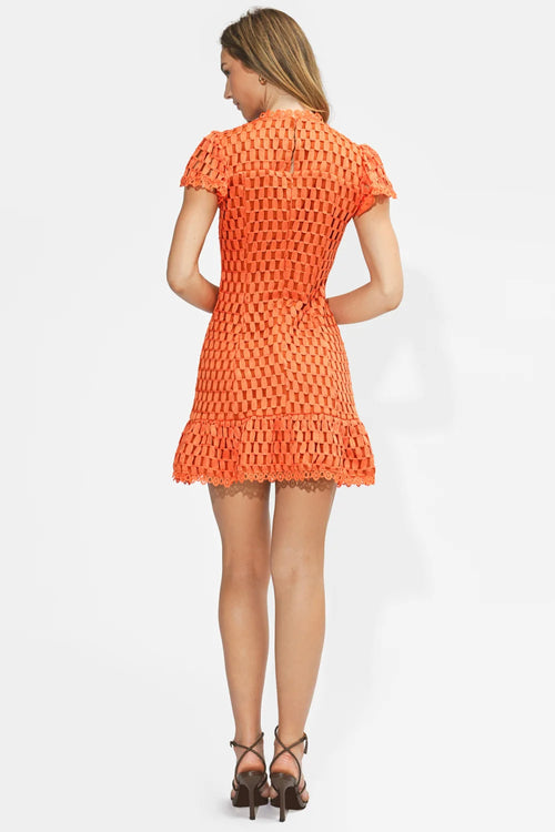 Adelyn Rae Kayla Flutter Lace Mini Dress Orange