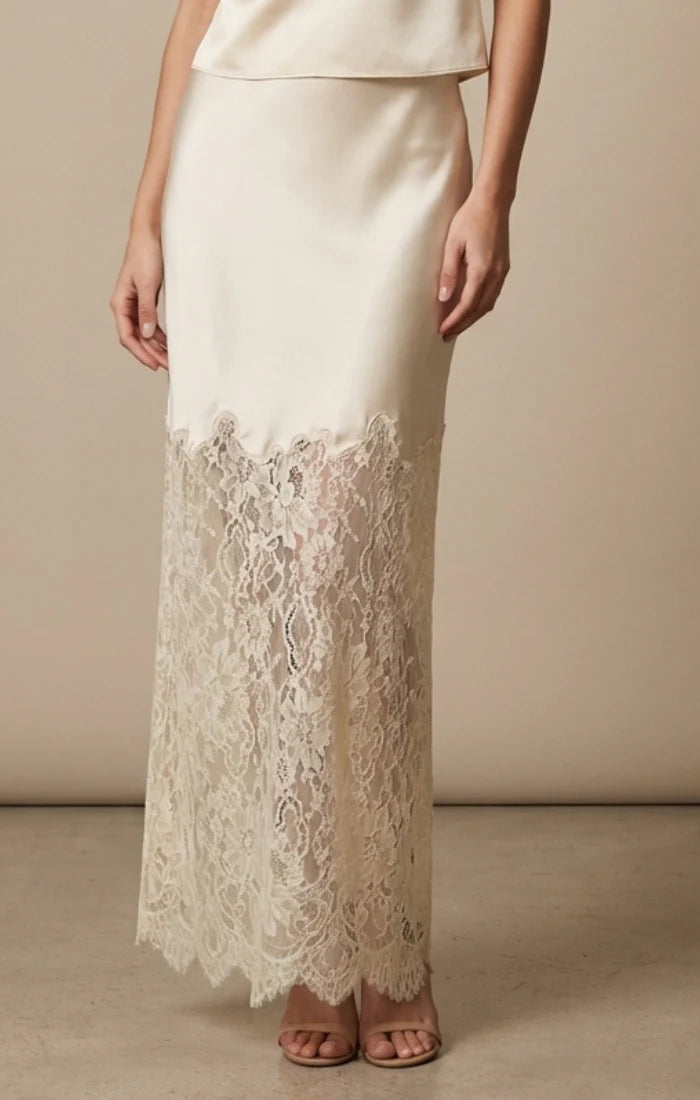 RESET Satin & Lace Maxi Skirt
