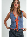 Butter Melon Denim Vest Top