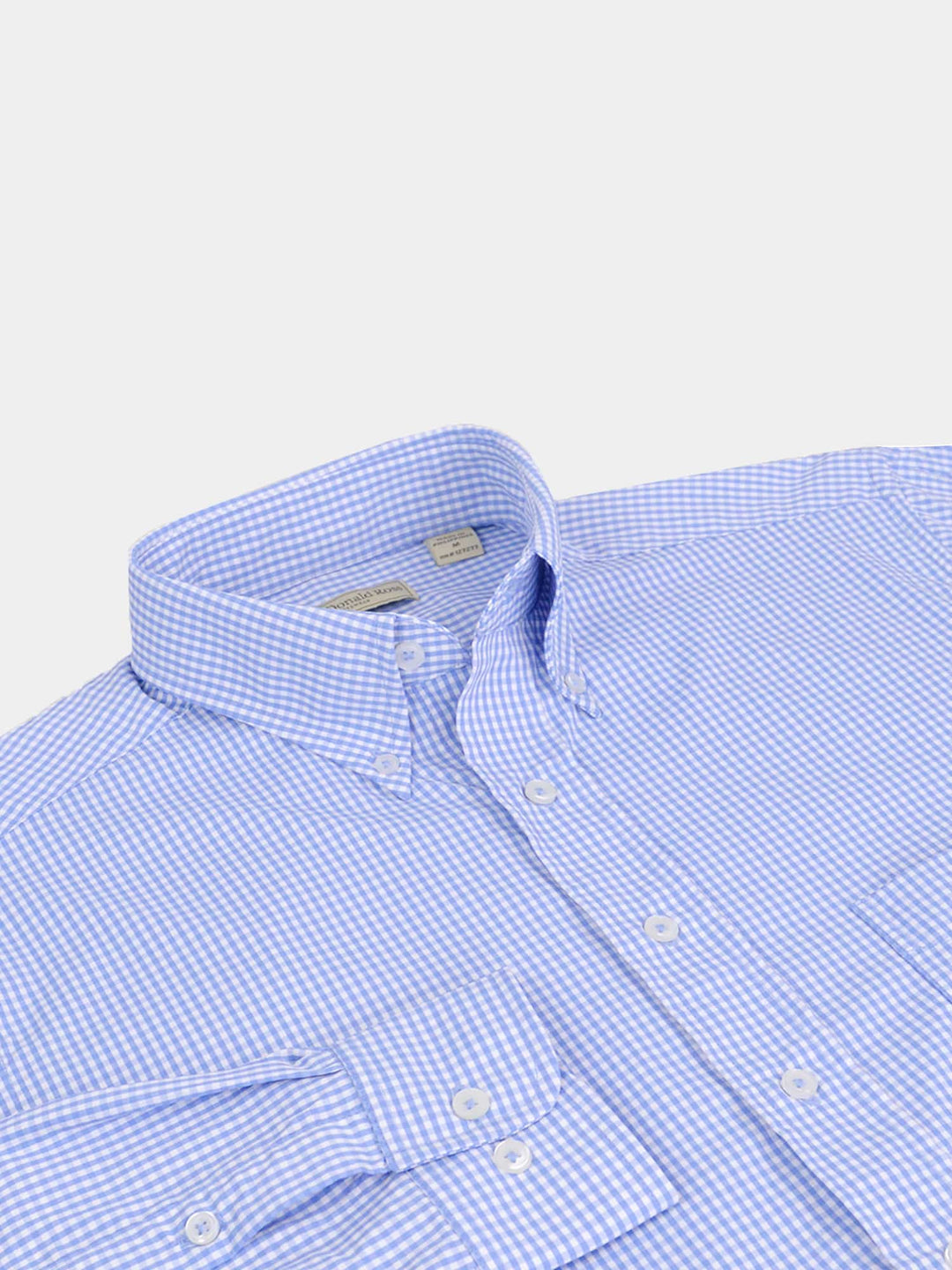 MICRO GINGHAM WOVEN SHIRT - SKY