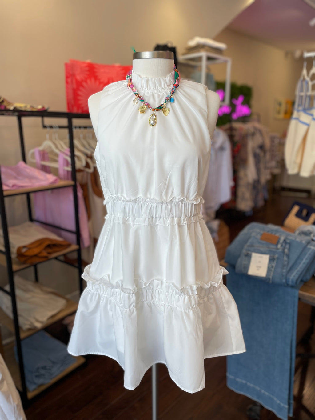 TCEC White Ruffle Mini Dress
