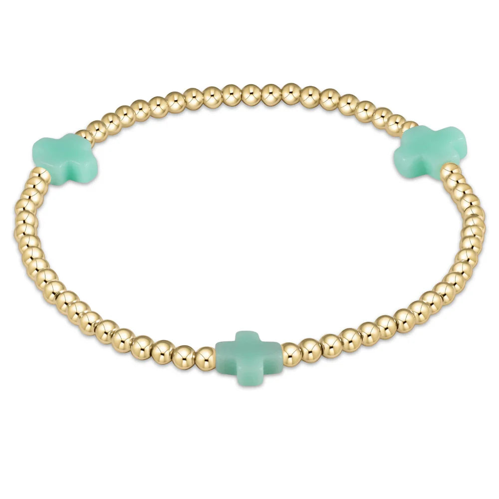 Enewton Signature Cross Gold Pattern 3MM Bead Bracelet