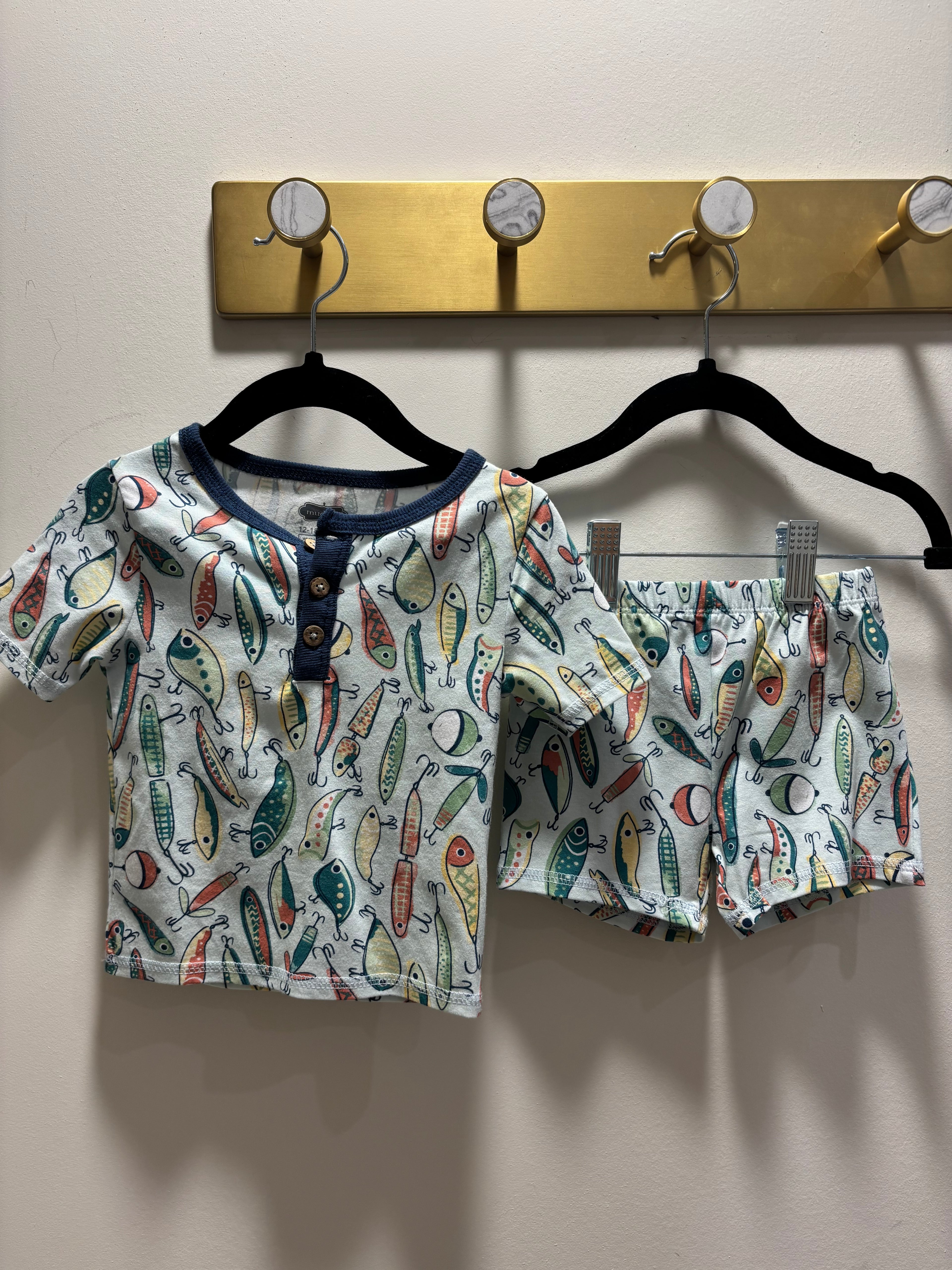 Mudpie Blue Fishing Lure Pajama Set