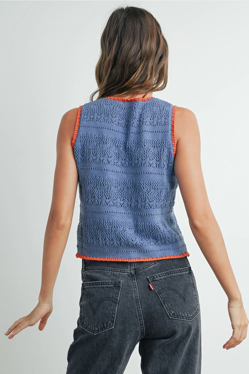 Butter Melon Denim Vest Top