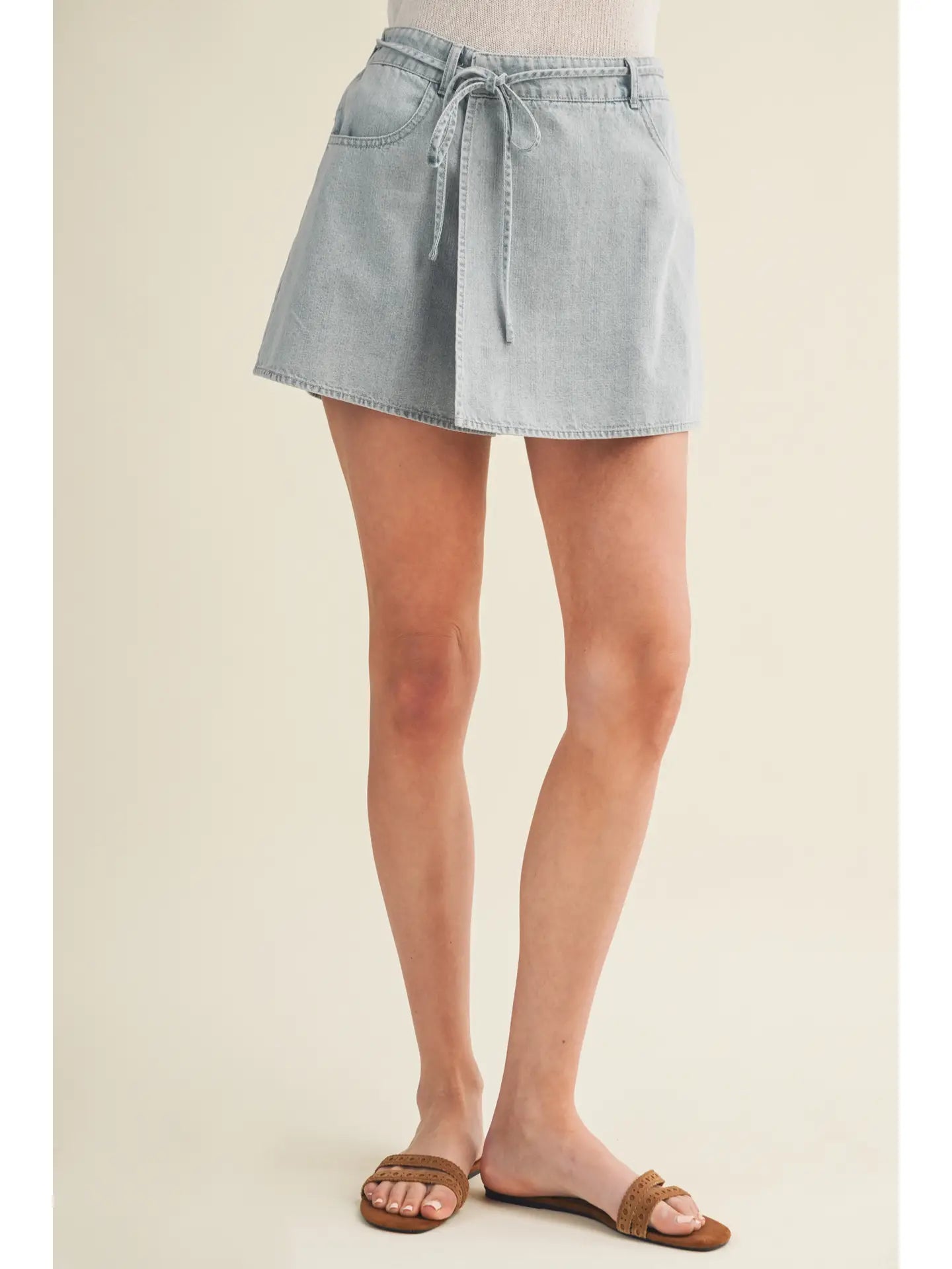 Mustard Seed Folded Asymmetrical Skort