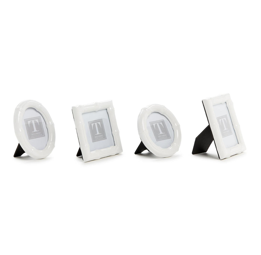 Twos Company White Gloss Faux Bamboo Frames Set Of Four
