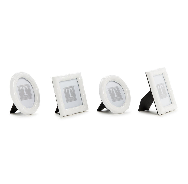 Twos Company White Gloss Faux Bamboo Frames Set Of Four