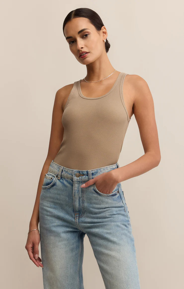 Z Supply Classic Scoop Ribbed Tank Desert Tan