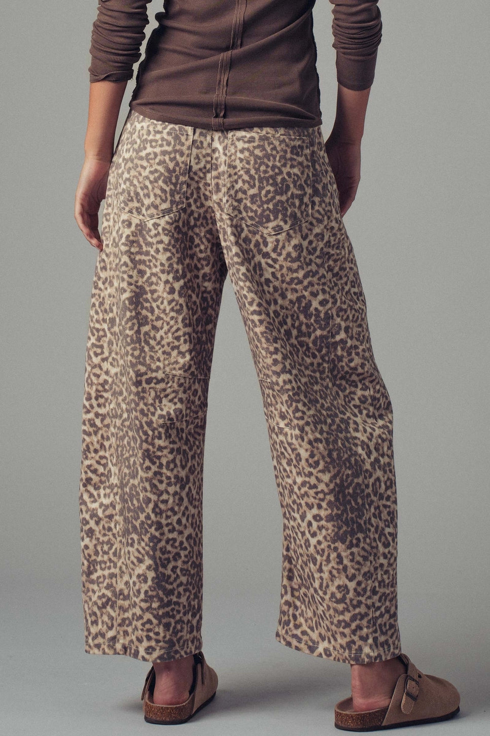 Leopard Print Barrel Jeans