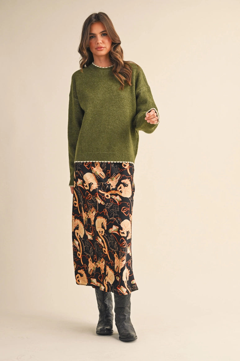 Green Detailed Sweater