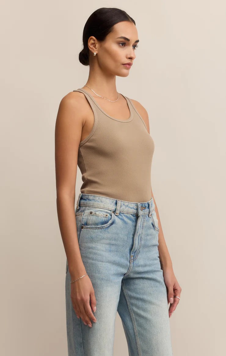 Z Supply Classic Scoop Ribbed Tank Desert Tan