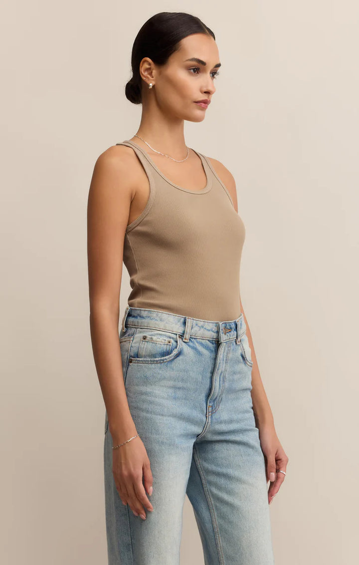 Z Supply Classic Scoop Ribbed Tank Desert Tan