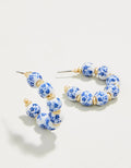 Spartina 499 Annabelle Beaded Hoop Earring Blue Flowers