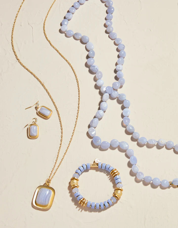 Spartina 499 Stone Stretch 8mm Blue Chalcemomy Bracelet