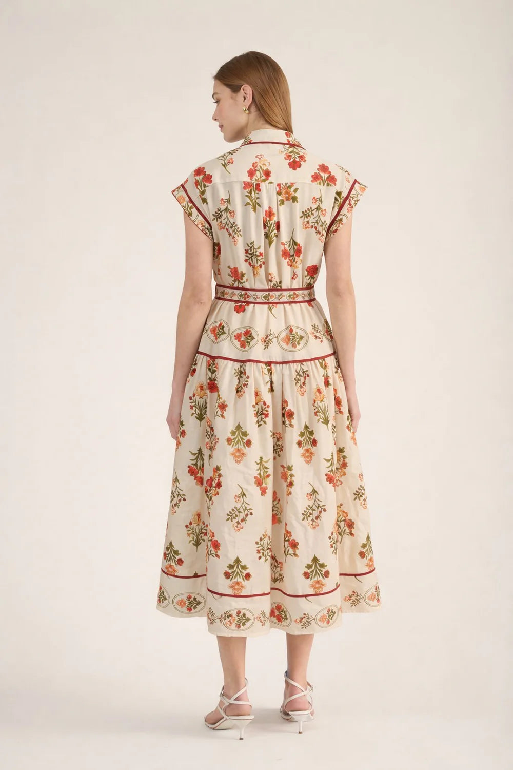 Zoe and Claire Cream and Red Floral Dress