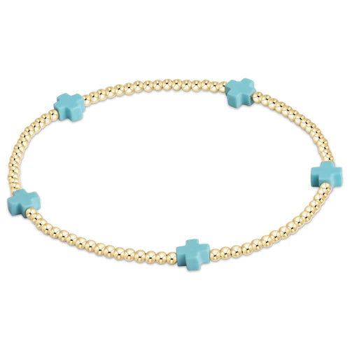 Enewton Signature Cross Small Gold Pattern 2MM Bead Bracelet