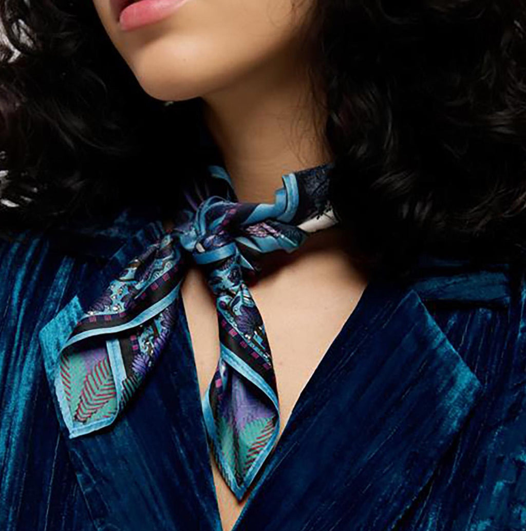 Twos Company Amber Palace Blue Mini Scarf