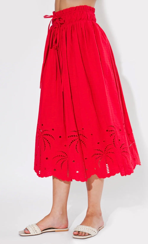 Adelyn Rae Eira Embroidered Midi Skirt