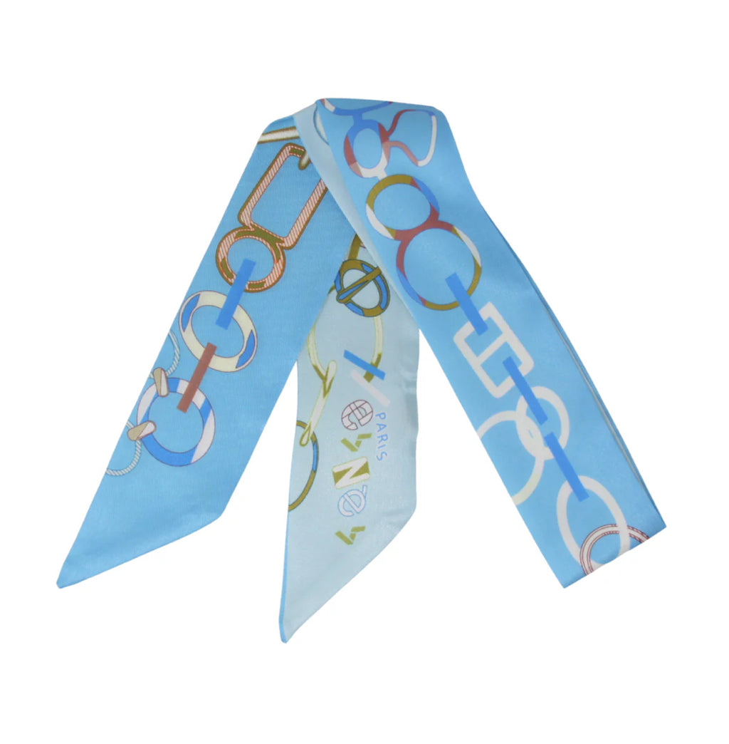 Colorful Circle Chain SkinnySilk Scarf Twilly
