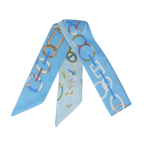 Colorful Circle Chain SkinnySilk Scarf Twilly