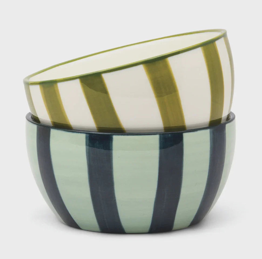 Here’s How Bella Dip Bowls Set Of Two Green/Blue Stripe