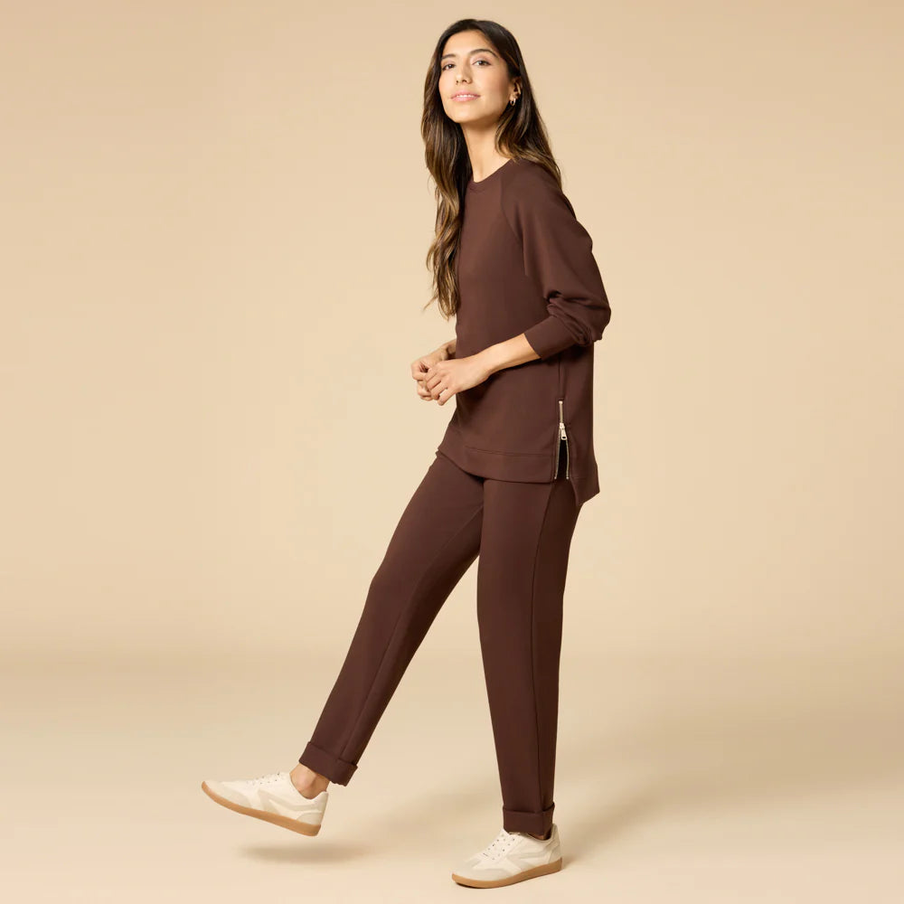Softies DreamTech Crew Tunic with Side Zip & Long Pant Espresso