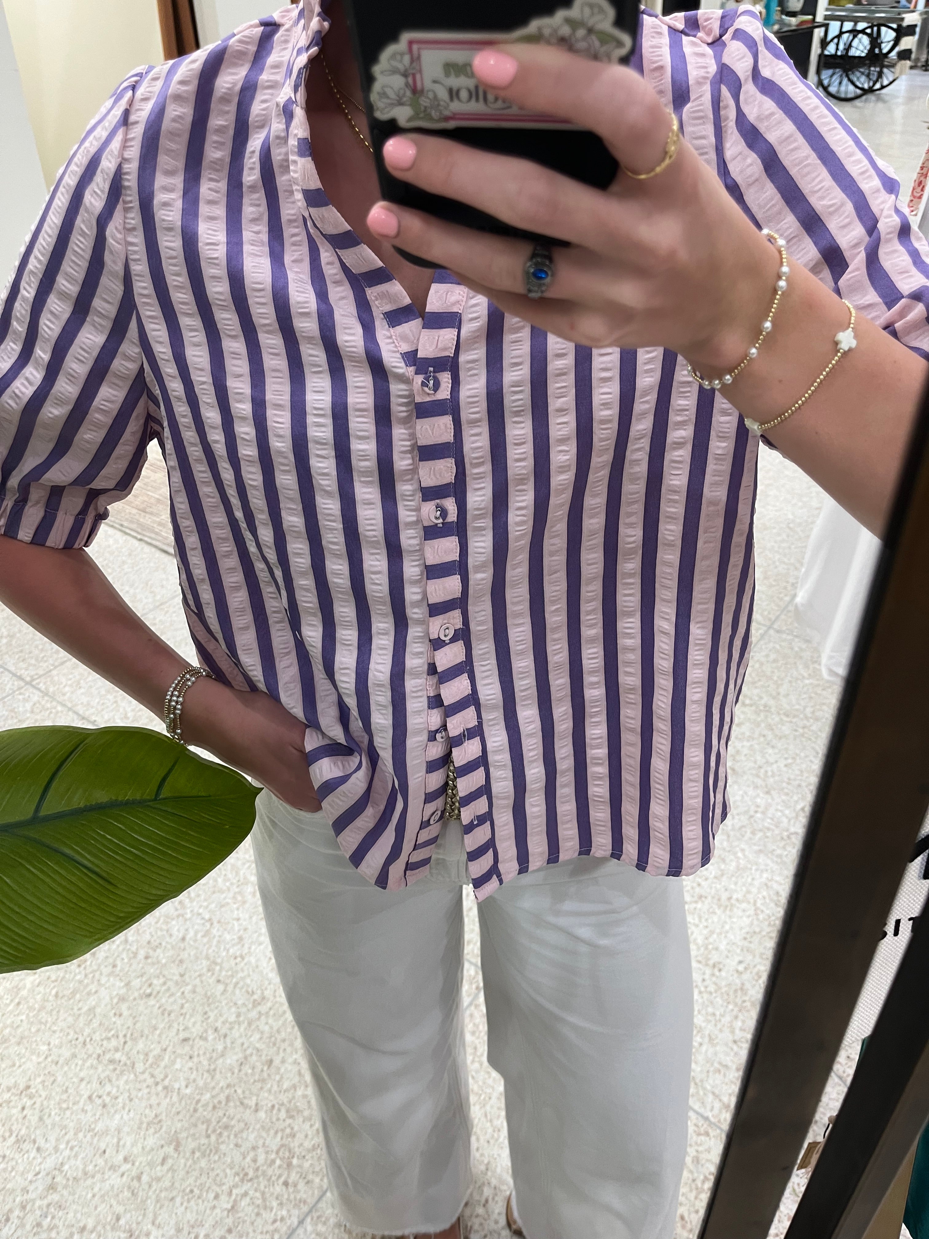 THML Pink and Purple Striped Button Down