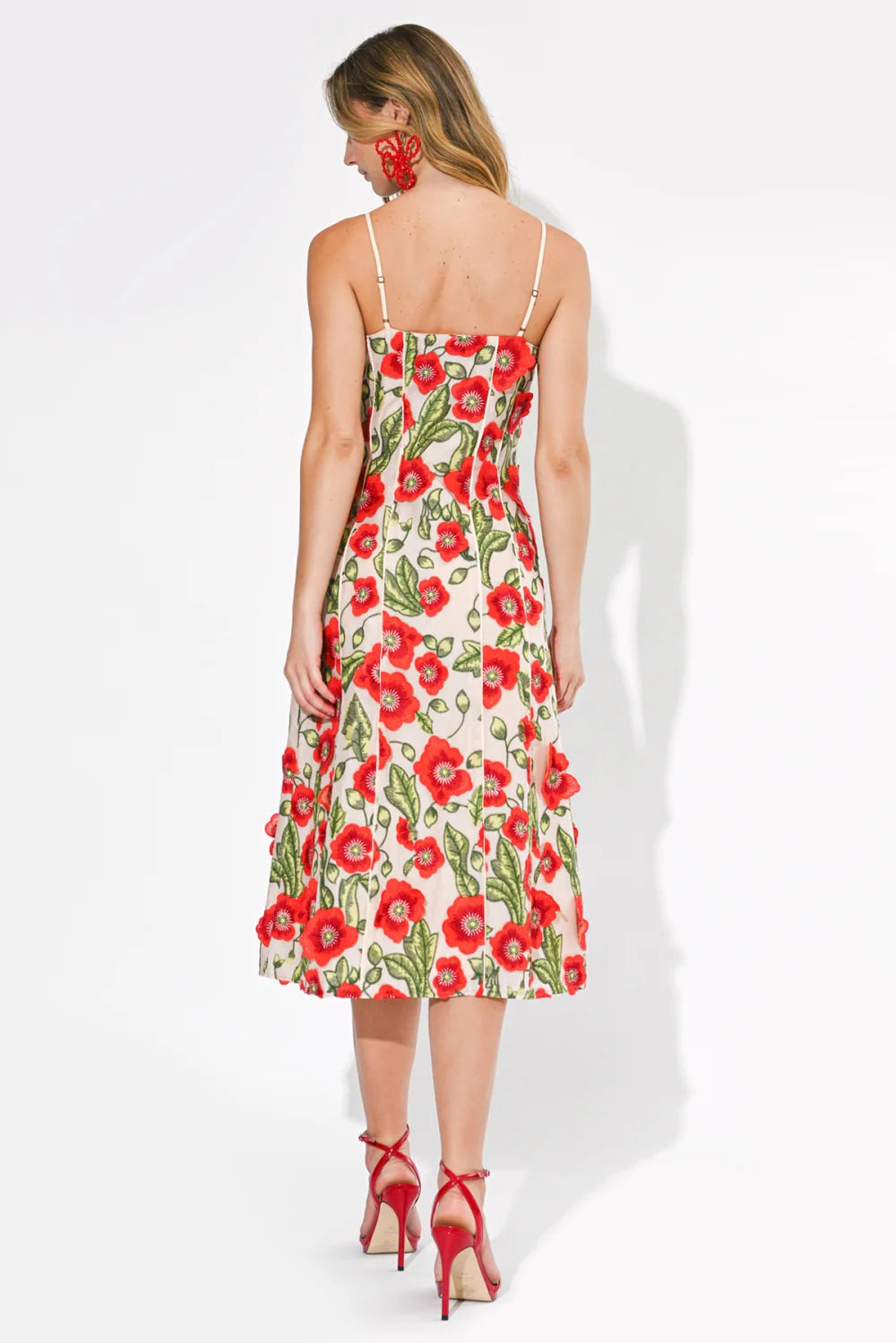 Adelyn Rae Red Floral Strap Dress