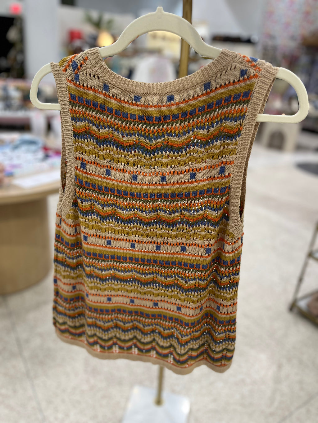Butter Melon Taupe Multi Knit Sweater Tank