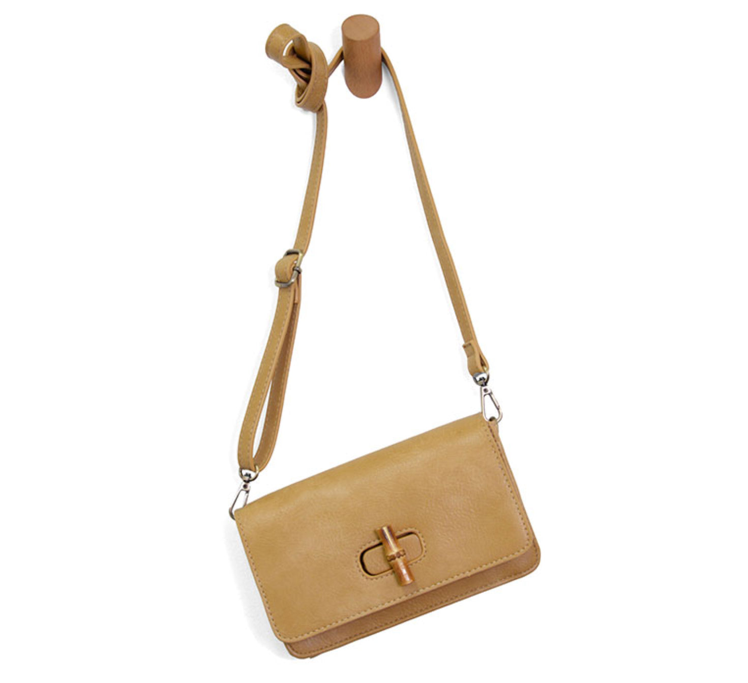 Susan Joy Black Bonnie Mini Organizer Bamboo Turnlock Crossbody