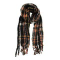 Susan Joy Chocolate Plaid Fringe Scarf
