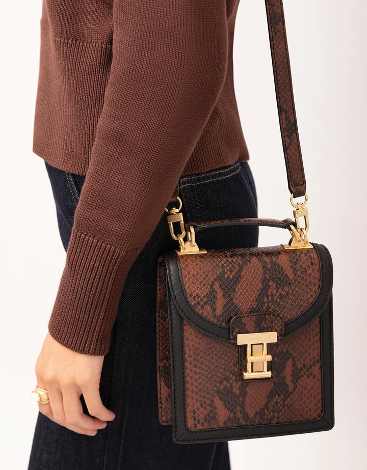 Spartina 449 Siren Case Leather Crossbody Brown Python